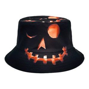 NWT Lady Arya | Black & Orange Jack-O'-Lantern Face Bucket Hat